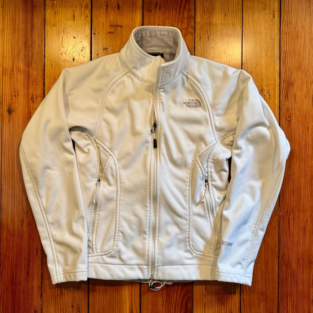 The North Face White/ Light Gray Fleece-Lined Jacket